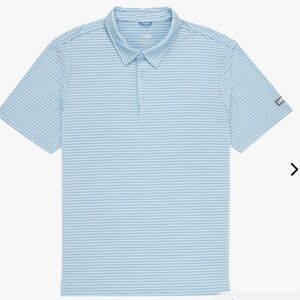 AFTCO Light Blue Striped Polo Shirt, Medium